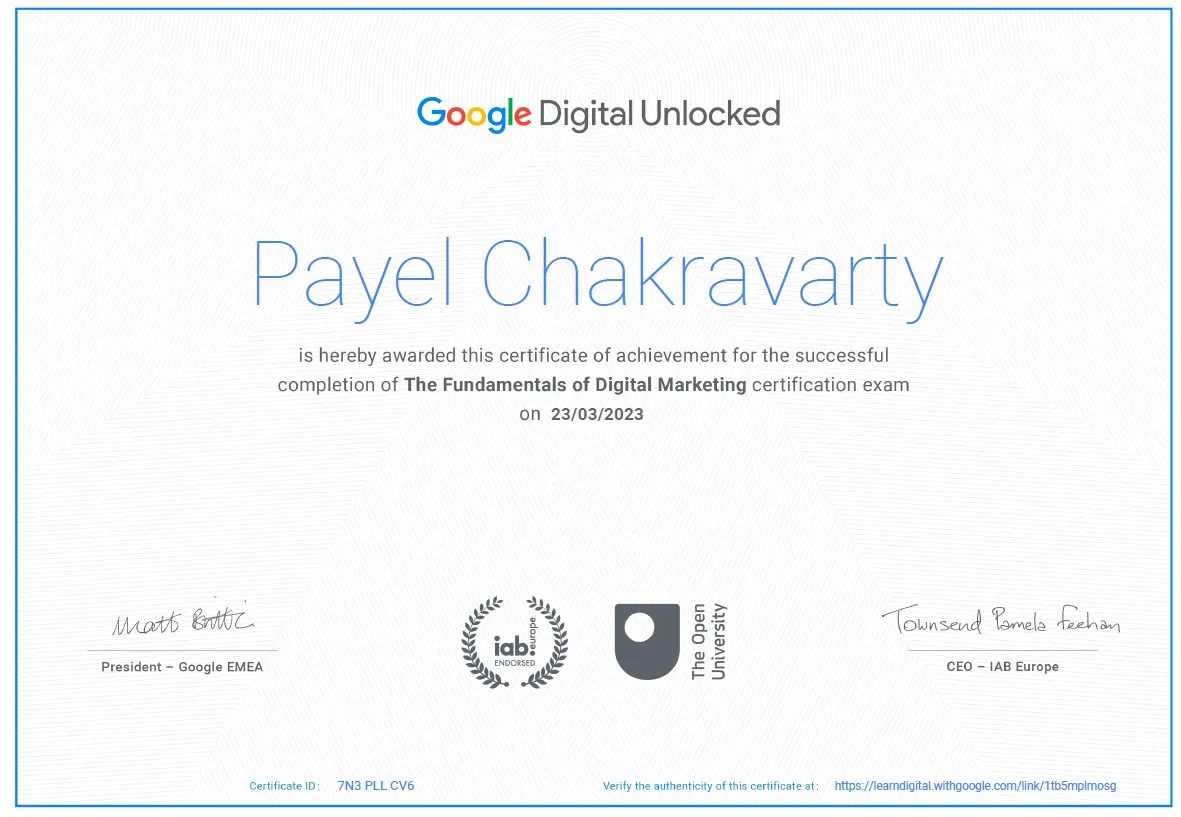 Google Certified - Fundamentals Of Digital Marketing
